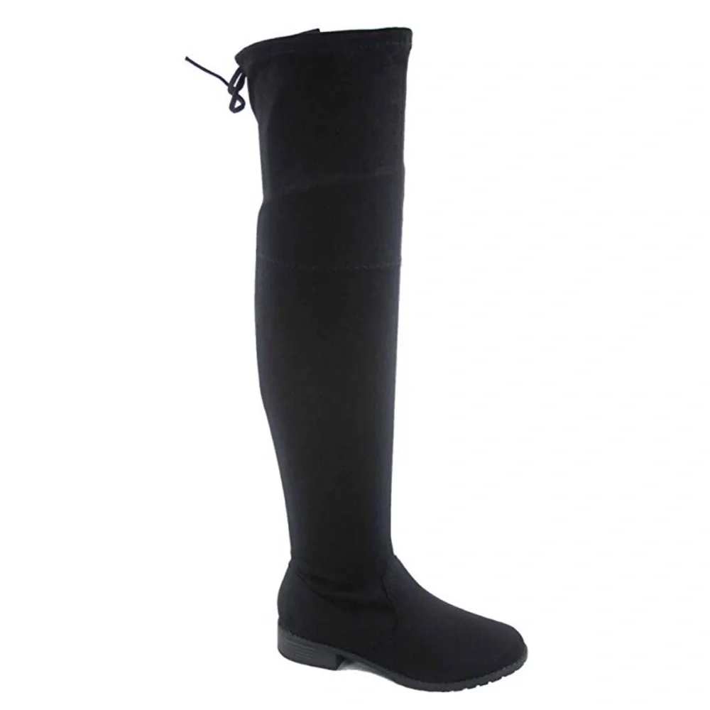 Black Over The Knee Boots - Picture 2 of 6